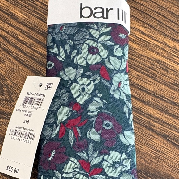 Bar III Bundle of Men's Floral Ties - Navy, Burgundy, Teal NWT 3 - Picture 3 of 7